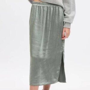 GAP | Satin Midi Skirt | Sage Green | Petite Medium | Brand New